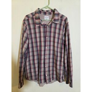 Splendid Mills Mens Plaid Double Layer Button Down Shirt Red Blue MT261354 L